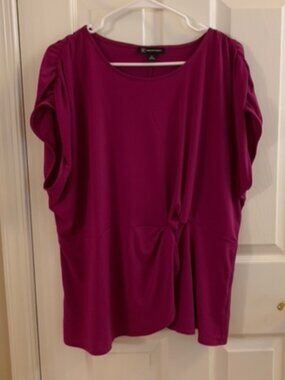 Women's INC Fuchsia Top With Ruching, Size 2x